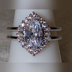 *BP #3381 Diamond Zirconia on Rhodium Plated Size 8 Ring BRAND NEW